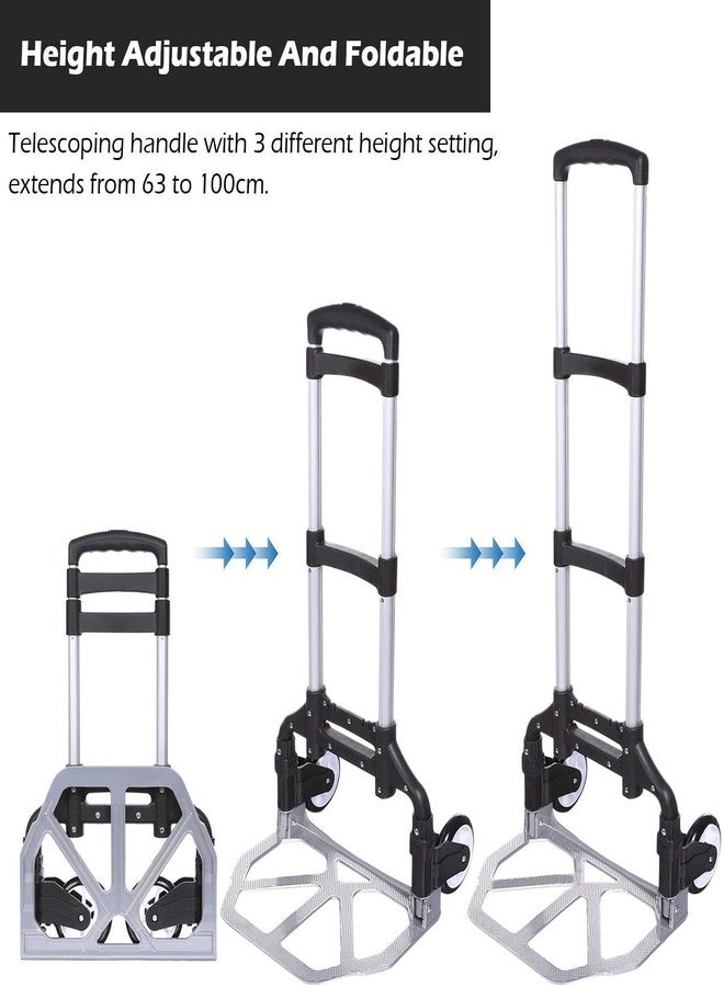 Vichaxan Aluminum Foldable Luggage Trolley Carts Hand Puller Cart with 80 Kg | Folding Aluminum Heavy Luggage Trolley Foldable Hand Truck Carts Shopping Wheels || - Image 2
